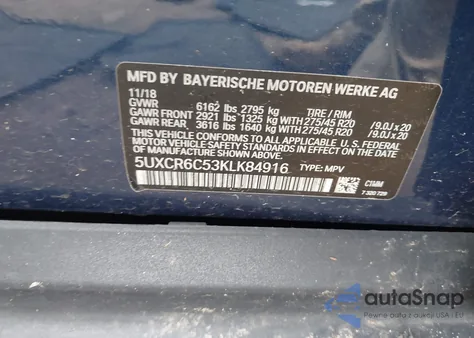 2019 BMW X5 xDrive40I z USA, uszkodzony, nr VIN 5UXCR6C53KLK84916